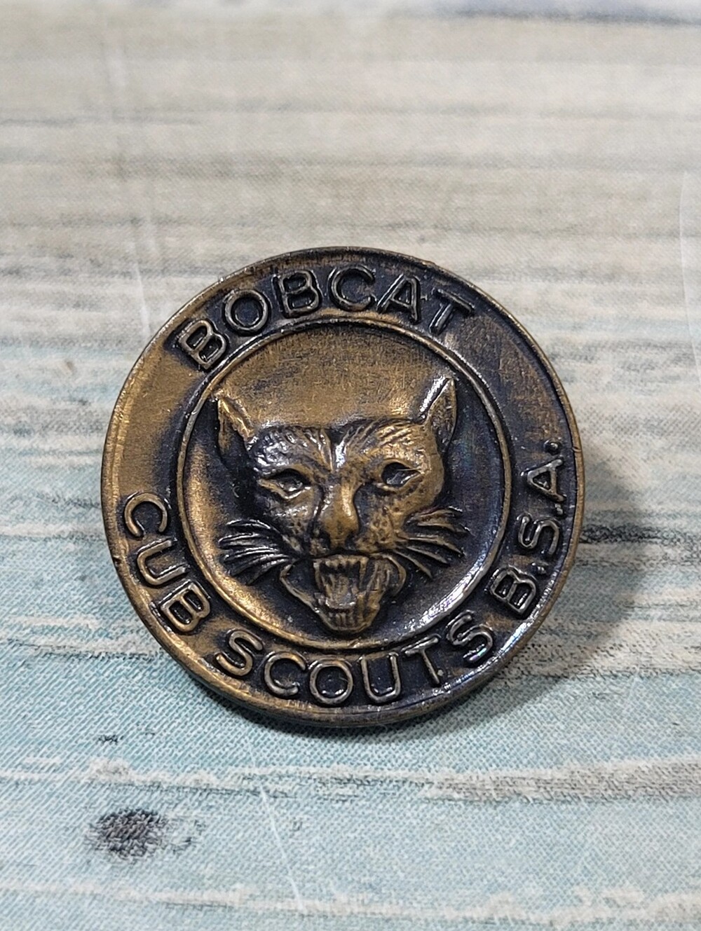Cub Scouts B.S.A. Bronze Pin - Brown Finish